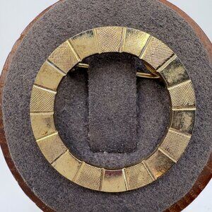 VTG Gold Over Sterling Silver 925 Textured Design Circle Pin Brooch One Size